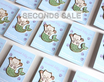 SECONDS SALE - Enamel Pin, Mermaid Cat Pin, Hard Enamel, Second Pins, B-grade, Imperfect, Defect