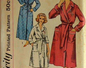 Uncut 1950s Simplicity Vintage Sewing Pattern 3240, Size 16; Misses' and Women's Robe
