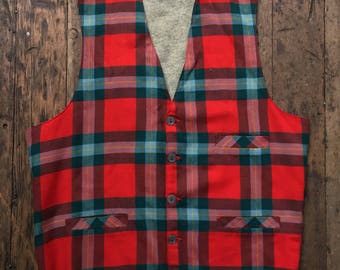 vintage 1950s Plaid woolen Jantzen vest