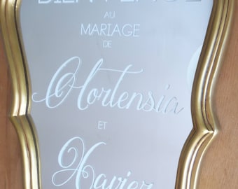 Sticker pour miroir . Autocollant personnalisable pour mariage. Sticker personnalisable Custom miror decal