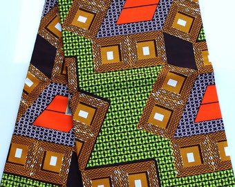 Green Geometric Ankara Fabric Orange ankara fabric African Print Fabric Geometric Cotton Fabric Wholesale Fabric 3 panel 6 Yards Ships FAST