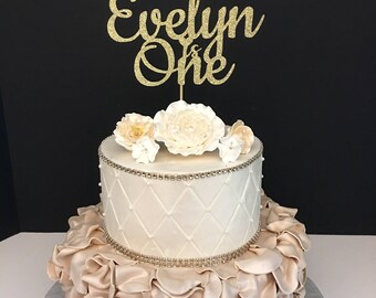 Gold Glitter Personalized One Cake Topper First Birthday Gold Glitter Personalized One Cake Topper First Birthday