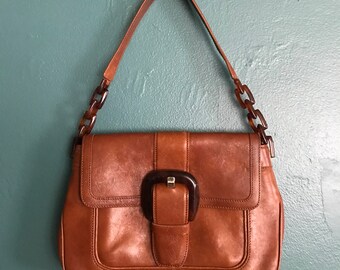 Vintage Anne Klein Purse. Shoulder Saddle Bag. Vintage Saddle Bag. 80s Purse. Boho Saddle Bag. Brown Leather Purse. Shoulder Purse