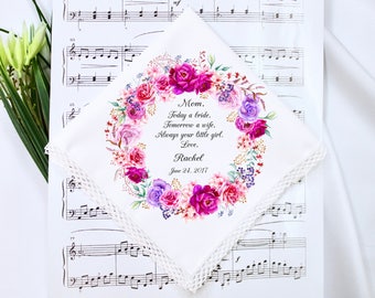 Wedding Handkerchief, Wedding Hankerchief, Mother of the Bride Handkerchief, Mother of the Bride Gift, Mother of Groom Gift, Gift for Mom #1