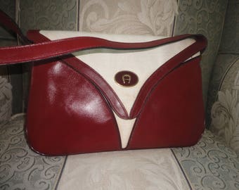 Vintage Etienne Aigner Leather & Canvas Handbag