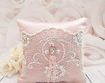 Blush wedding pillow, wedding ring pillow, lace ring pillow, blush pillow, wedding ring holder, wedding ring, wedding pillow, blush wedding