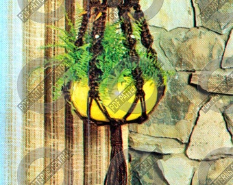 In FRENCH/EN FRANÇAIS: Modèle 70s vintage pour support/jardinière en macramé pdf téléchargeable