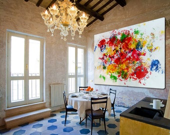 Abstract Painting, Colorful Painting Art, Contemporary Art, Palette knife, Art painting, Abstract print, Colorful Collectible Painting, Art