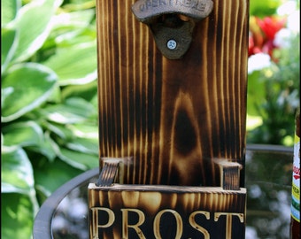 Personalized Beer Bottle Opener, Groomsmen Gift, Rustic Engraved Beer Bottle Opener, Cap Catcher, Wedding, Gift Ideas, Man Cave