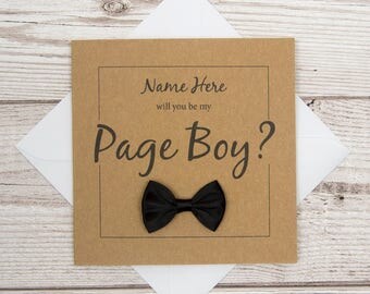 Page Boy Card, Will You Be My Page Boy?, Personalised Wedding Card, Wedding Party Invite, Page Boy Proposal Card, Our Page Boy Invitation