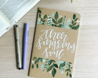 Hand Painted Prayer Journal/ Moleskin Journal: Greenery Theme