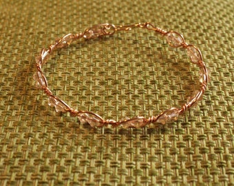 Clara Rose Gold Bracelet with Pale Pink Swarovski Crystal Beads