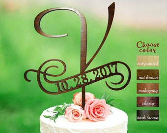 V Cake Topper Rustic Monogram Wedding Letter Toppers V Cake Topper Rustic Monogram Wedding Letter Toppers