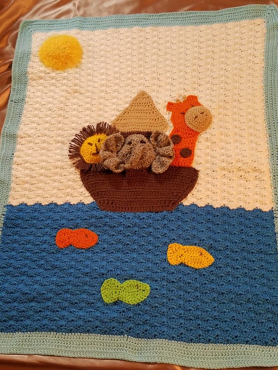 Noah's Ark Crochet Baby Blanket in Three D