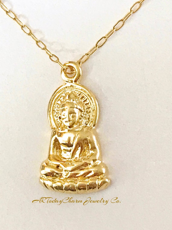 Tiny Buddha Serenity Gold Charm Necklace Yoga Charms Zen