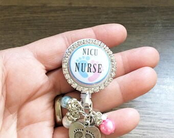 Retractable BADGE Reel ID Holder, NICU Nurse, Pediatric Nurse, Lanyard Holder, Gift for Nurse, Nurse Appreciation gift