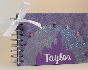 Disney Autograph Book Purple Holographic Disney Princess Castle Personalized