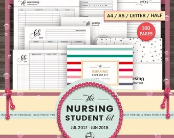 Nursing Student Planner - 2017 to 2018 Student Nurse Planner - Nursing School Planner - Medical Student - A4, A5, Letter, Half Letter