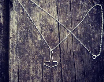 Petite Mjolnir Thors Hammer Eco Sterling Silver Necklace