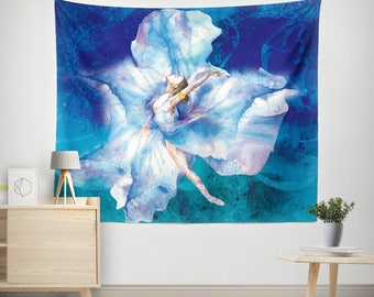 Watercolor Tapestries, Watercolor Wall Tapestry, Watercolor Wall Decor, Blue Wall Tapetsry, Art Wall Tapestry, Boho Chic Tapestry