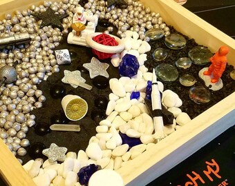 Outer Space Sensory Small World Montessori Learning Reggio Inspired Galactic Discovery Box Sensory Bottle Planet Cards Puzzle Kinetic Sand