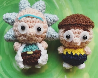 Rick and Morty Amigurumi, stuffed animal, doll, cartoon, adult cartoon, space, adventure, portal
