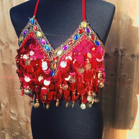 sequin halter neck crop top
