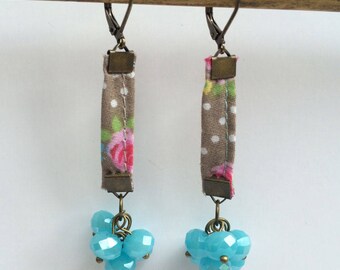 Blue faceted glass earrings