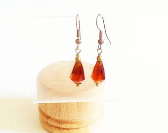 Earrings ' drop cut amber Crystal '