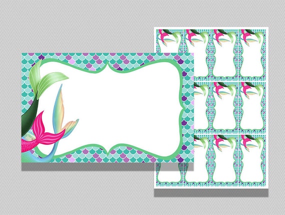 mermaid name tags mermaid labels mermaid place cards