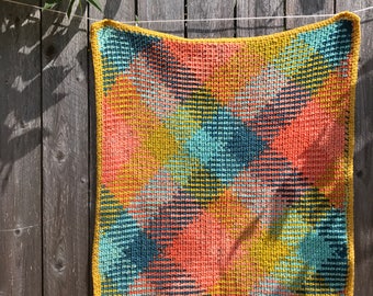 Summer plaid stroller blanket, car seat cover, baby afghan, swaddling blanket, baby blanket