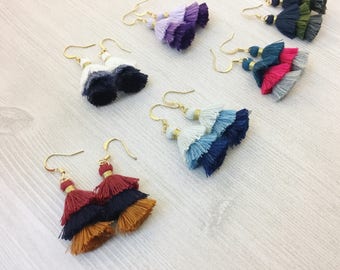 Parol earrings with blue tassel main image 1