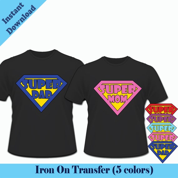 Super Hero Logo Iron On Transfer Super Dad shirt Super Mom
