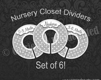 Assembled Grey Stars Baby Closet Dividers, Grey Stars Nursery Closet Divider, Baby Clothes Organizers, Grey Nursery Decor, Gender Neutral