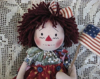 Primitive Patriotic Raggedy Ann Americana Annie