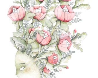 Flowered Head Girl limited edition print