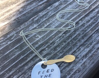 Feed The Soul - Metal Hand Stamped Pendant Necklace