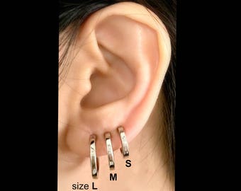 Mens clip on hoop earrings, relucent fake hoop earrings, fake gauged magnetic earrings, non piercing earrings for guys, non pierced, 570SML