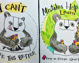 Mistakes Help me Learn! Panda Growth Mindset Poster