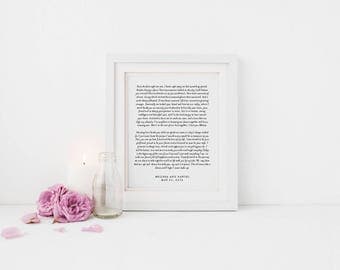 Custom Wedding Print, Wedding Vows, Wedding Gift, Newlywed Gift, Anniversary Gift, Custom Vows Print, Wedding Print, Wedding Vows Print