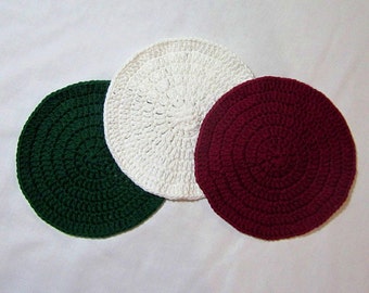 SALE - Holiday Cotton Crochet Washcloths - Set of 3