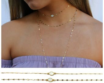 Opal Choker Necklace, Gold Choker Necklace, Dainty stone Choker, Choker Necklace, Delicate Choker Necklace