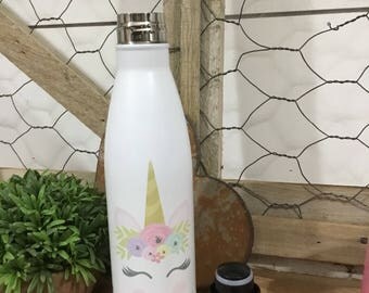 This Steel Water Bottle In Unicorn Print Also Tells The Water Temperature Through The LED Torch