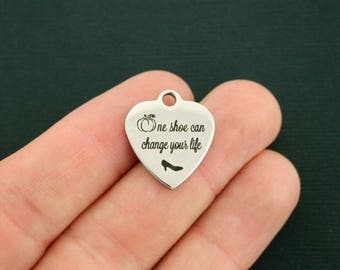 Cinderella Stainless Steel Charm - One Shoe can Change Your Life - Exclusive Line - Quantity Options - BFS2354 NEW5