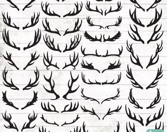 Boho Antler Silhouette Clipart - Antlers PNG - Hand Drawn Antler Clipart - Vector Tribal Art - Boho clipart - Boho Illustration - 124