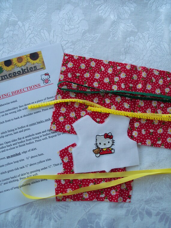 14" Size /Complete Sewing Kit to Make Embroidered School Doll Dress / Clothes for 14" Wellie Wisher® Dolls