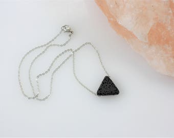 Triangle Essential Oil Diffuser Necklace - Aromatherapy Necklace - Lava Stone Necklace - Simple Diffuser Necklace - Minimalist Jewelry