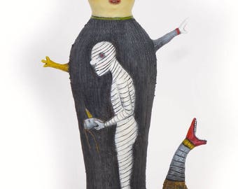 Title: "Revealing My True Self" 3-D ceramic sculpture, 22" x 12" x 6"