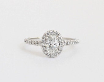0.84 Ctw. Oval Diamond Engagement Ring in 14K White Gold