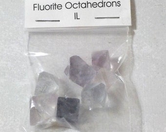 Mini Natural Purple Fluorite Octahedrons Pack of 6